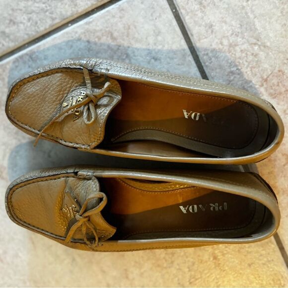 Prada Driving Loafers big logo flats classic dress shoes y2k fashion slip on - Picture 1 of 9
